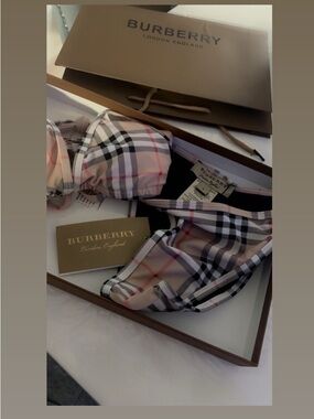 Burberry Beige and Black Vintage Check Bikini Set